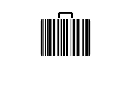 barcode lines forming a briefcase logo