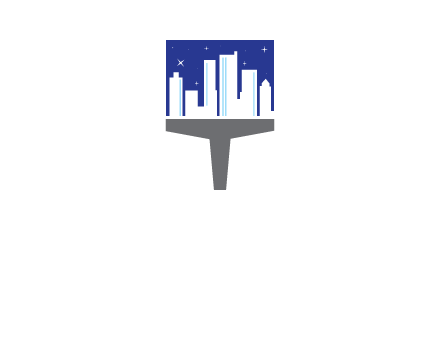 city skyline on a paintbrush icon