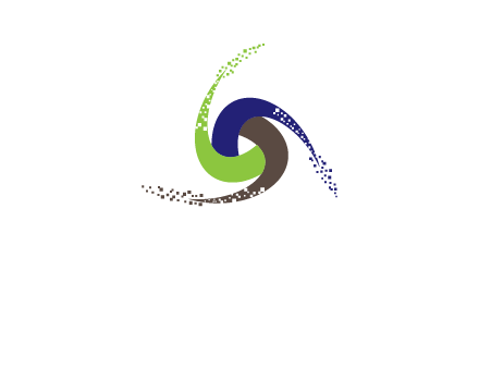 green, blue and brown swirl logo