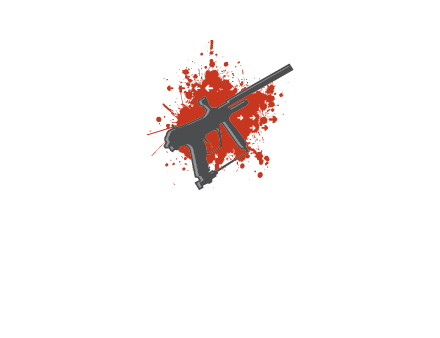 gun with blood or paint splatter logo