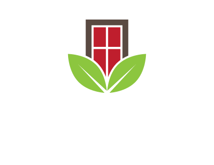 window with leaves logo