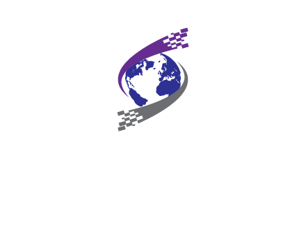 IT swoosh around world logo