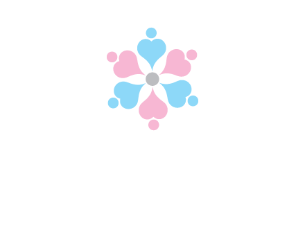 hearts and dots crating a flower logo