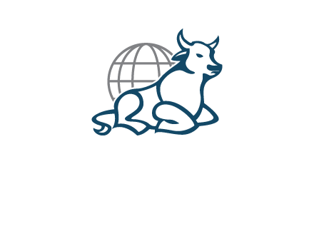 bull in front of globe logo