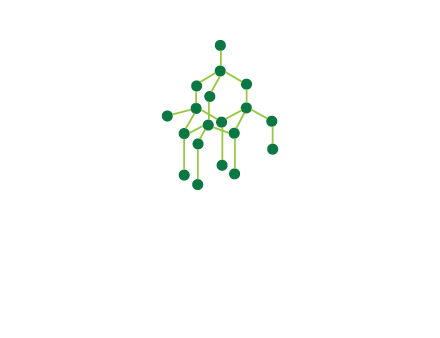 science or nuclear development logo with molecules logo