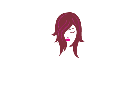 woman with closed eyes, red hair and pink lowlights logo