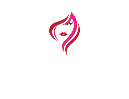 pink and red logo showing the face of a woman