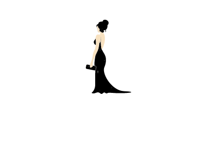 woman in backless dress logo