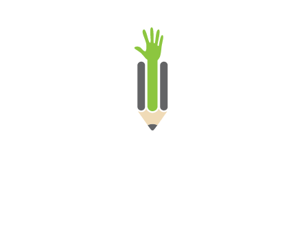 green hand inside pencil logo