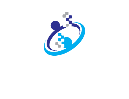 logo with pixels or pieces rising from ring