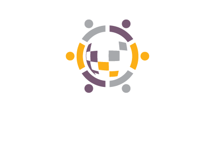 people and pieces forming a circle logo