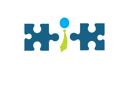 puzzle pieces with man wearing tie logo