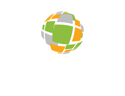 square pieces forming a globe logo