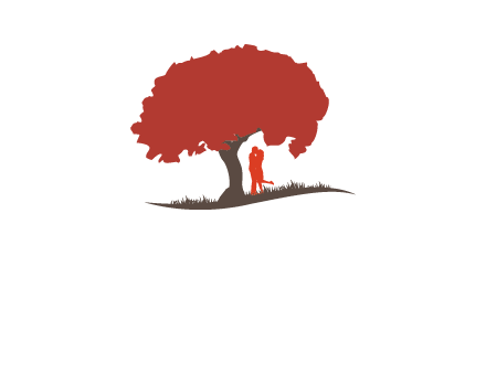 couple kissing under a tree logo