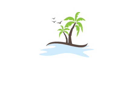 island with palm trees logo