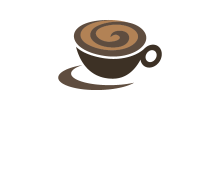 coffee cup with swirl below to depict a saucer logo