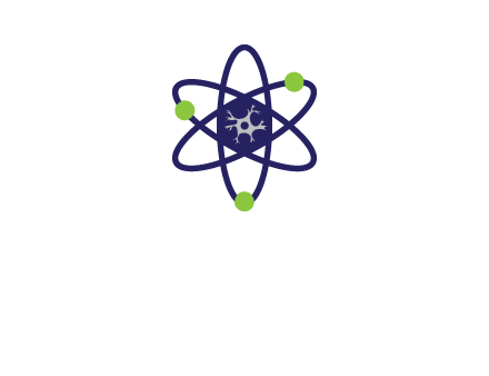 neuroanatomy or nuclear logo showing a cell inside an atomic model