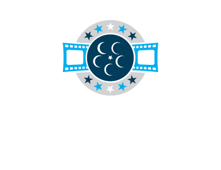 film reel inside the circle with stars logo