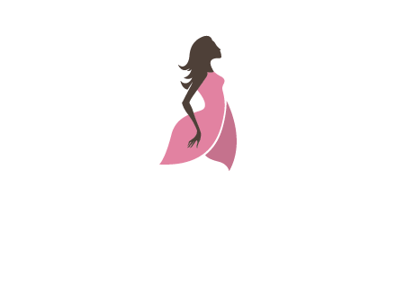 silhouette glamour girl wearing shoulder less dress logo