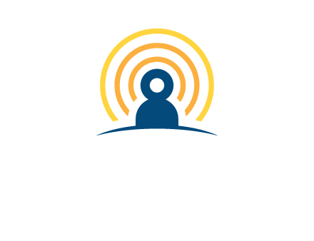 abstract person placed in front of communication circles logo