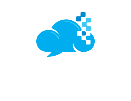 cloud forming speech bubble with technology squares connection logo