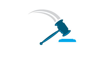 gavel with swooshes logo