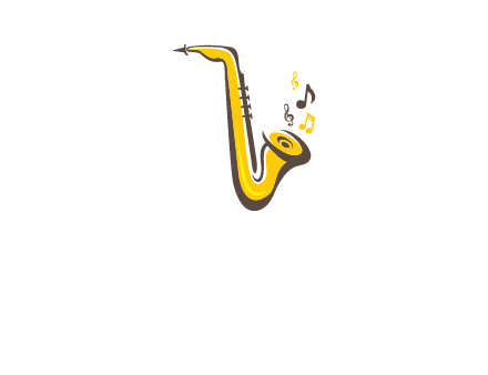 abstract saxophone with music notes logo