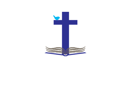 cross with abstract book and bird logo