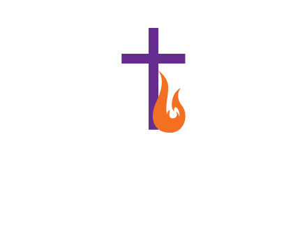 cross with abstract fire icon