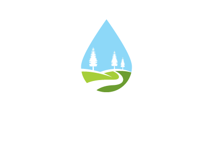 landscape inside the water drop logo