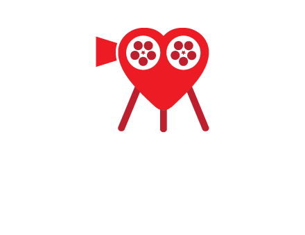 movie reel inside the heart with camera logo