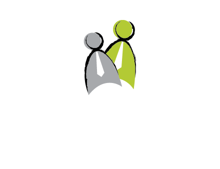 two abstract persons with tie logo