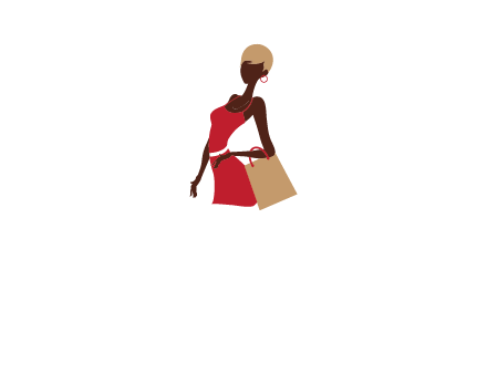 girl with fashionable dress holding shopping bag logo