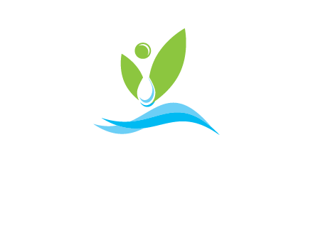 water drop with abstract leaves person on waves logo