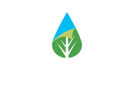 water drop with leaf and folded corner logo