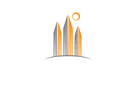 abstract building with sun logo