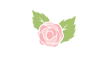 abstract rose flower with leaves logo