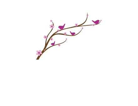 birds in the tree with flowers logo