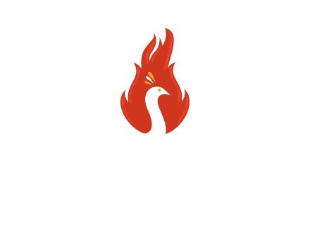 abstract peacock in fire flames icon