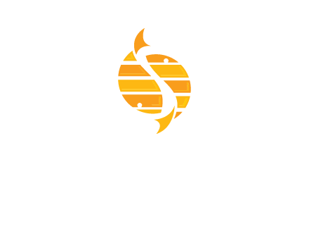 two abstract fishes create circle logo