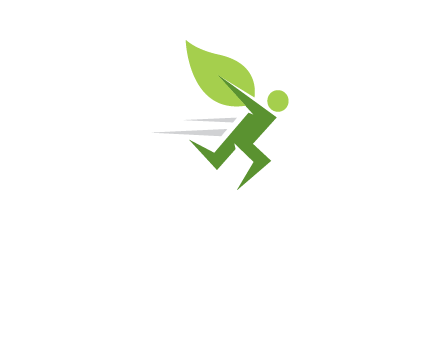 abstract running person with leaf icon