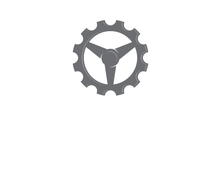 steering wheel mixed with gear logo