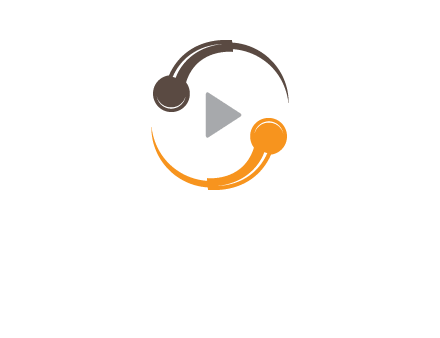 mic forming circle with play music icon logo