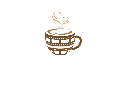 creative film reel coffee mug logo