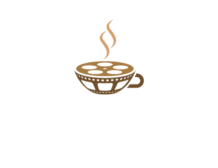 creative film reel coffee cup logo