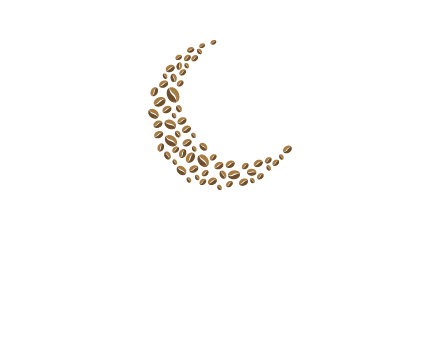 coffee beans forming crescent moon logo