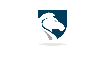 horse face in shield logo