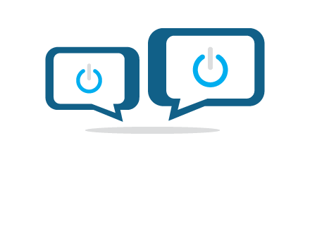 speech bubbles with power button sign icon