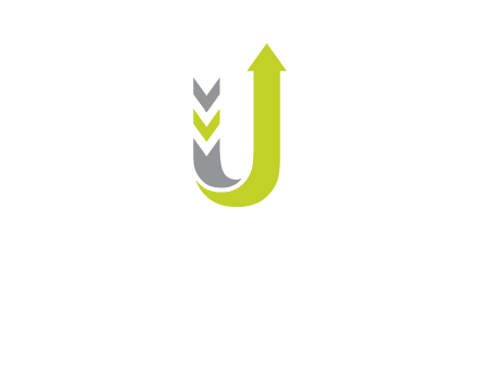 arrow going up in  letter U shape logo