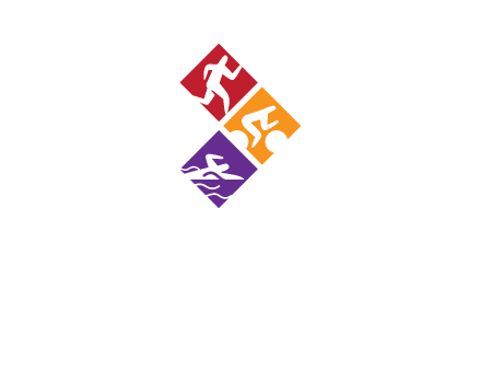 running swimming and cycling logo design